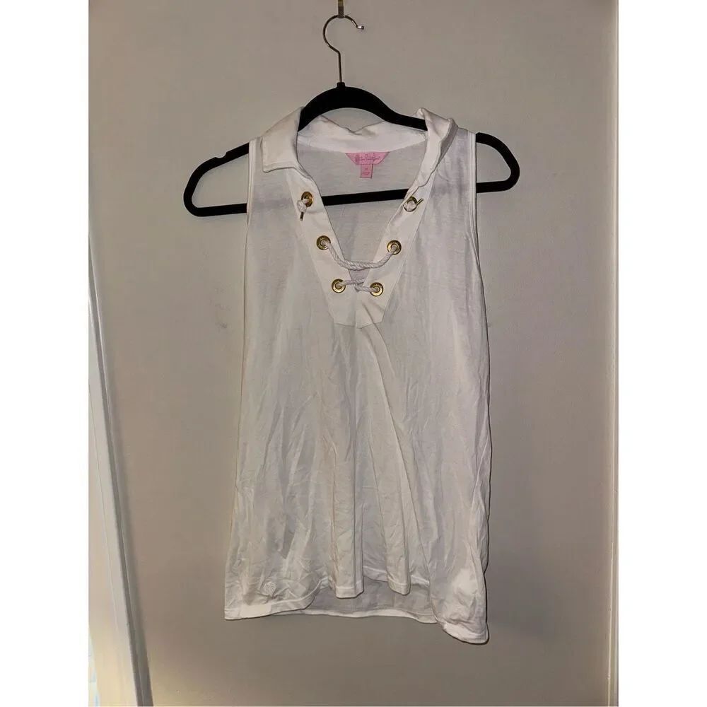 Lilly Pulitzer Nautical Rope White Collared Sleeveless Blouse M